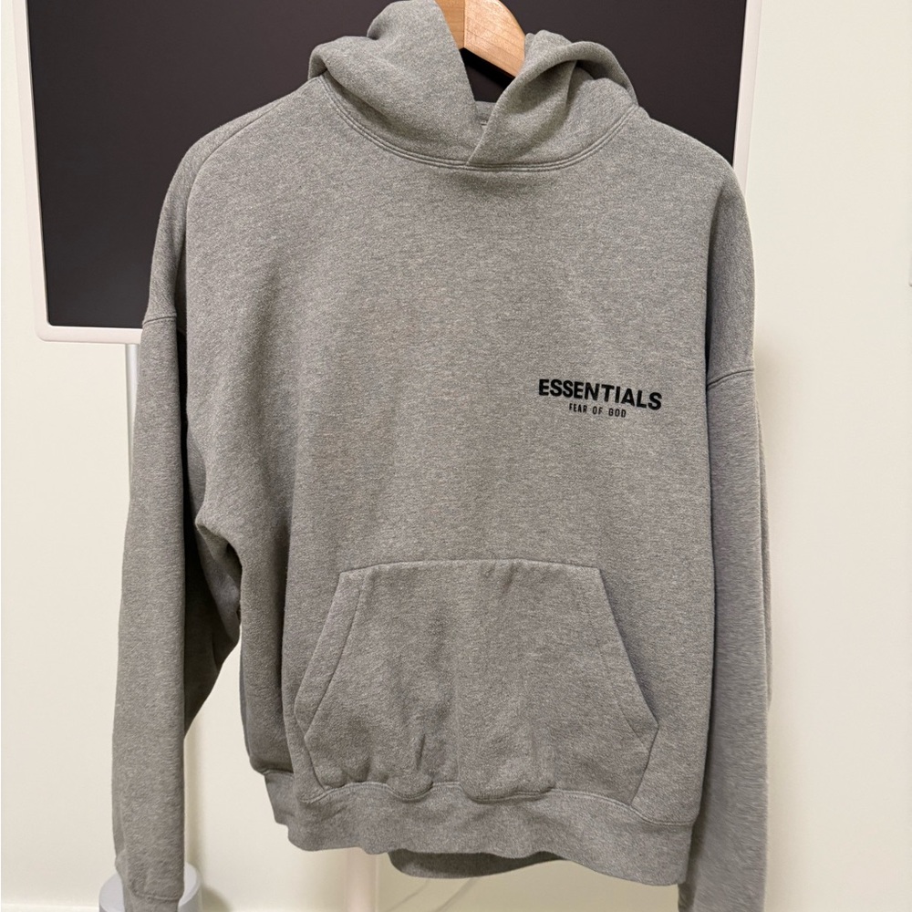 FEAR OF GOD ESSENTIALS DARK OATMEAL GRAY SMALL HOODIE